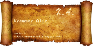 Kremser Aliz névjegykártya